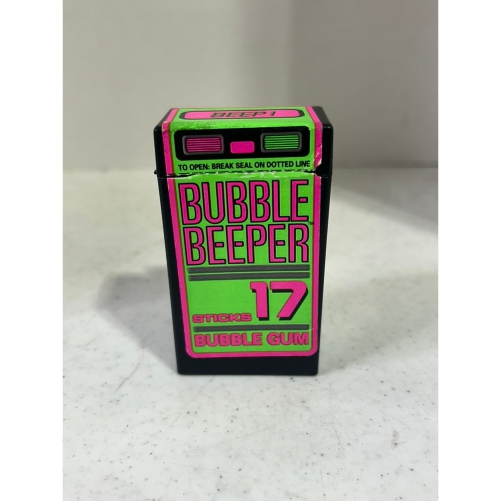 Vintage 90s Amurol Bubble Beeper Pager Bubble Gum Case with 17 Sticks